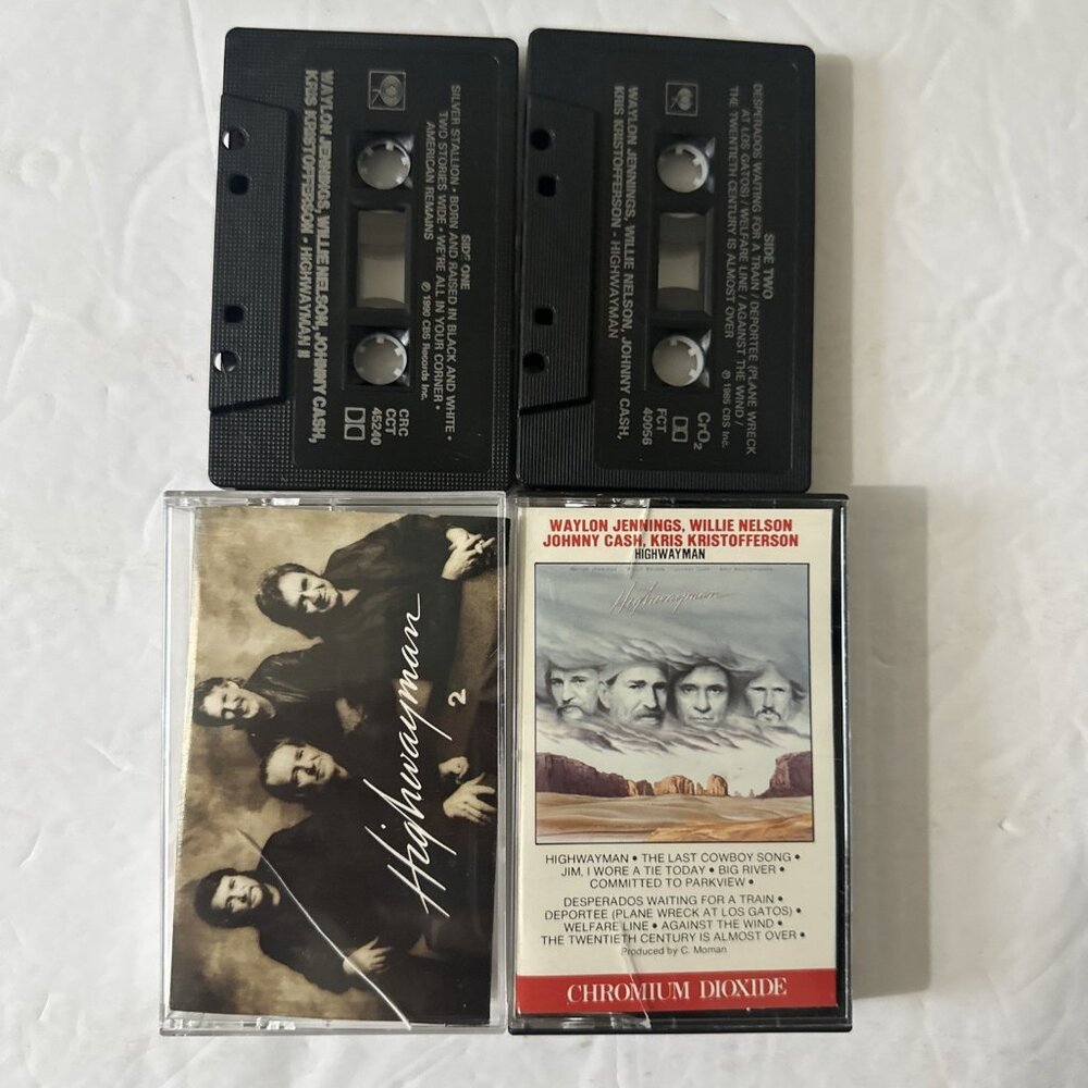 Highwayman 1 & 2 Cassette Tapes Jennings Nelson Cash Kristofferson Country Music